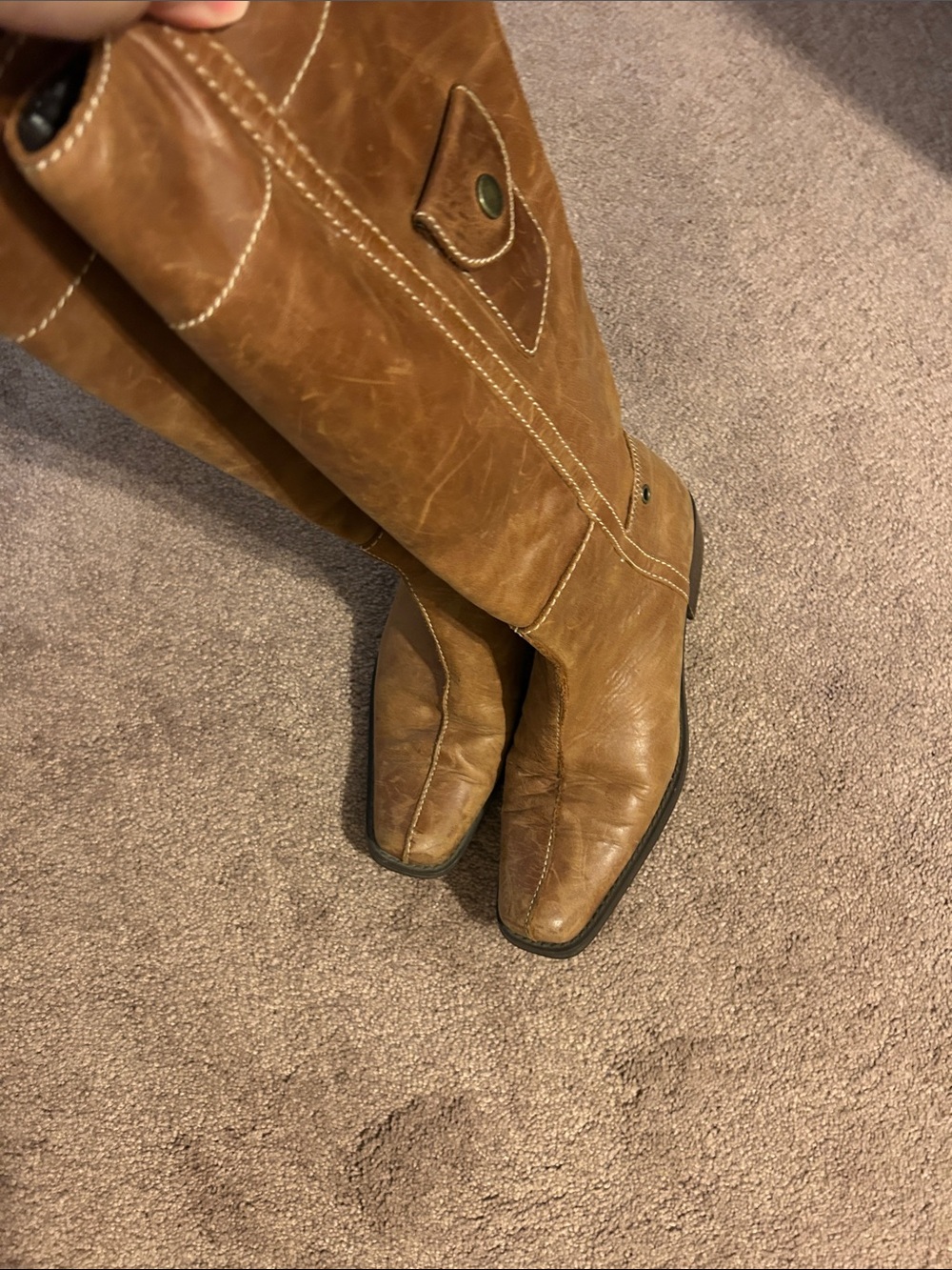 Women’s Tall Brown Leather Zip Riding Boots - Picture 5 of 7